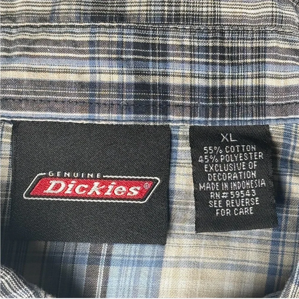 DICKIES Short Sleeve Plaid Pearl Snap Shirt. Men’s XL - Picture 4 of 5